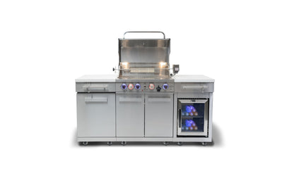 Mont Alpi 957FCRS Propane Island W/ Compact Refrigerator, Infrared Rear Burner & Rotisserie Kit - MA-957FCRD