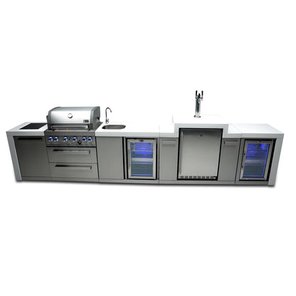 Mont Alpi 400 Deluxe BBQ Grill Island with Kegerator, Beverage Center & Fridge Cabinet - MAi400-DKEGBEVFC