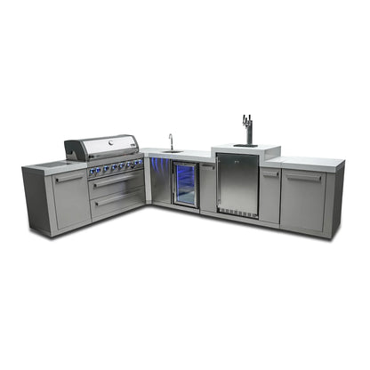 Mont Alpi 805 BBQ Grill Island with 90 Degree Corner, Kegerator & Beverage Center - MAi805-90KEGBEV