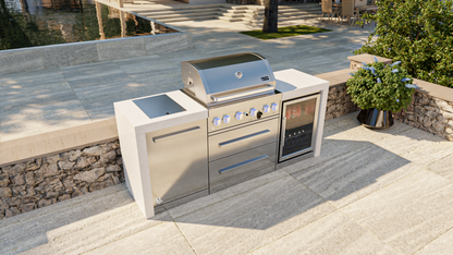 Mont Alpi 4-burner Deluxe Island with Fridge Cabinet MAI400-DFC 82''
