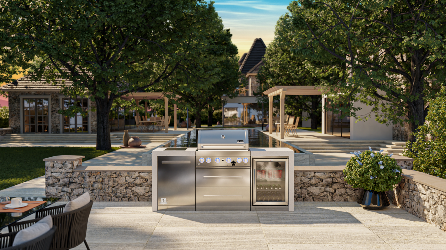 Mont Alpi 4-burner Deluxe Island with Fridge Cabinet MAI400-DFC 82''