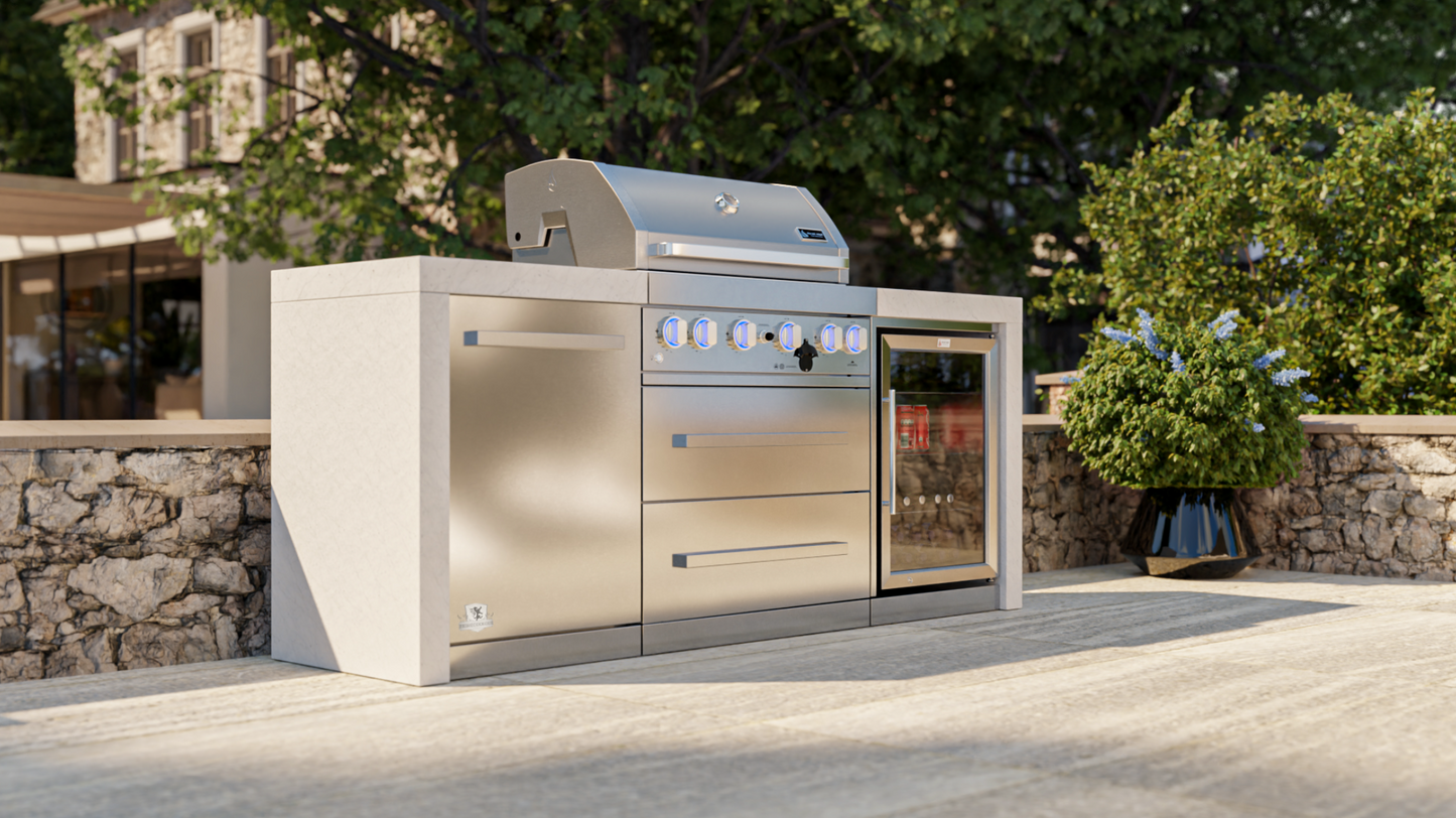 Mont Alpi 4-burner Deluxe Island with Fridge Cabinet MAI400-DFC 82''