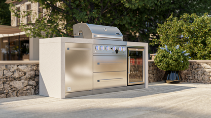Mont Alpi 4-burner Deluxe Island with Fridge Cabinet MAI400-DFC 82''