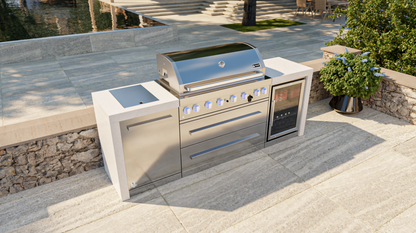 Mont Alpi 6-burner Deluxe Island with Fridge Cabinet MAI805-DFC - 94''