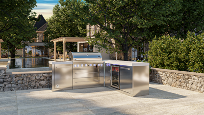 Mont Alpi 805 BBQ Grill Island with 90 Degree Corner & Beverage Center - MAi805-90BEV