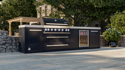 Mont Alpi 805 Black Stainless Steel Island with Beverage Center MAi805-BSSBEV - 132''
