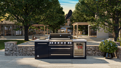 Mont Alpi 805 Black Stainless Steel Island with a Fridge Cabinet MAi805-BSSFC 94''