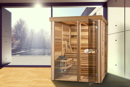 Indoor 550 Pure Cube Sauna - 3 Person - Clear Red Cedar