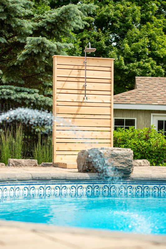 Dundalk Canadian Timber Savannah Standing Outdoor Shower  40" x 40" Platform