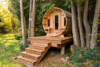 Dundalk Canadian Timber Tranquility MP Barrel Sauna | 2-4 People | Wood or Electric Heater