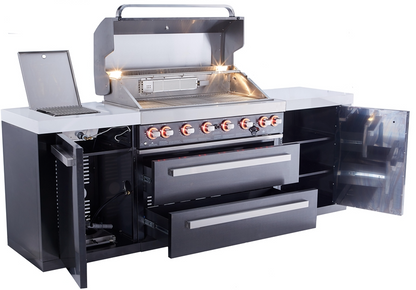 Mont Alpi 805 Black Stainless Steel Island featuring a 90-degree corner MAi805-BSS90C - 94''