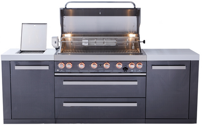 Mont Alpi 805 Black Stainless Steel Island featuring a 90-degree corner MAi805-BSS90C - 94''