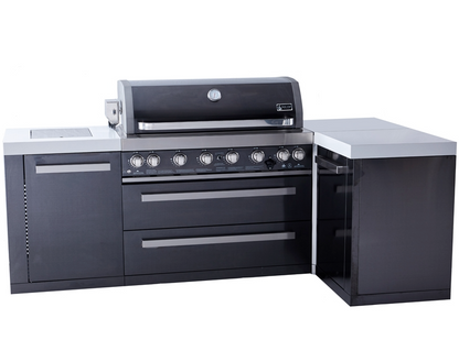 Mont Alpi 805 Black Stainless Steel Island featuring a 90-degree corner MAi805-BSS90C - 94''