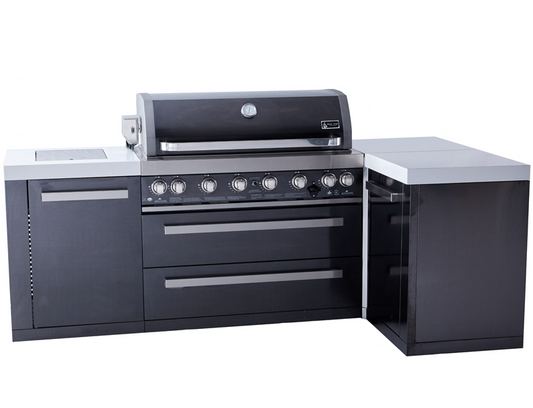 Mont Alpi 805 Black Stainless Steel Island featuring a 90-degree corner MAi805-BSS90C - 94''
