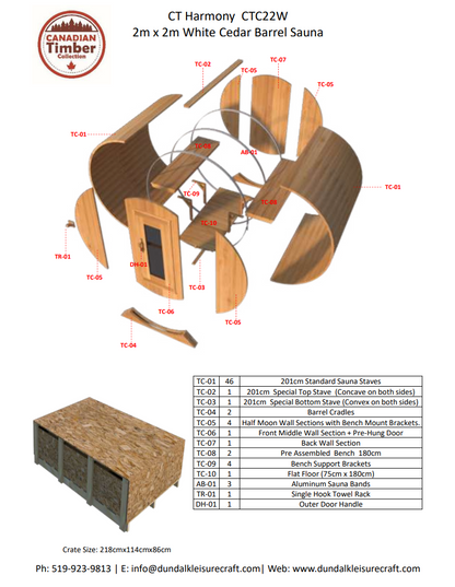 Dundalk 4 Person White Cedar Outdoor Sauna Harmony | 2-4 People | Wood or Electric Heater