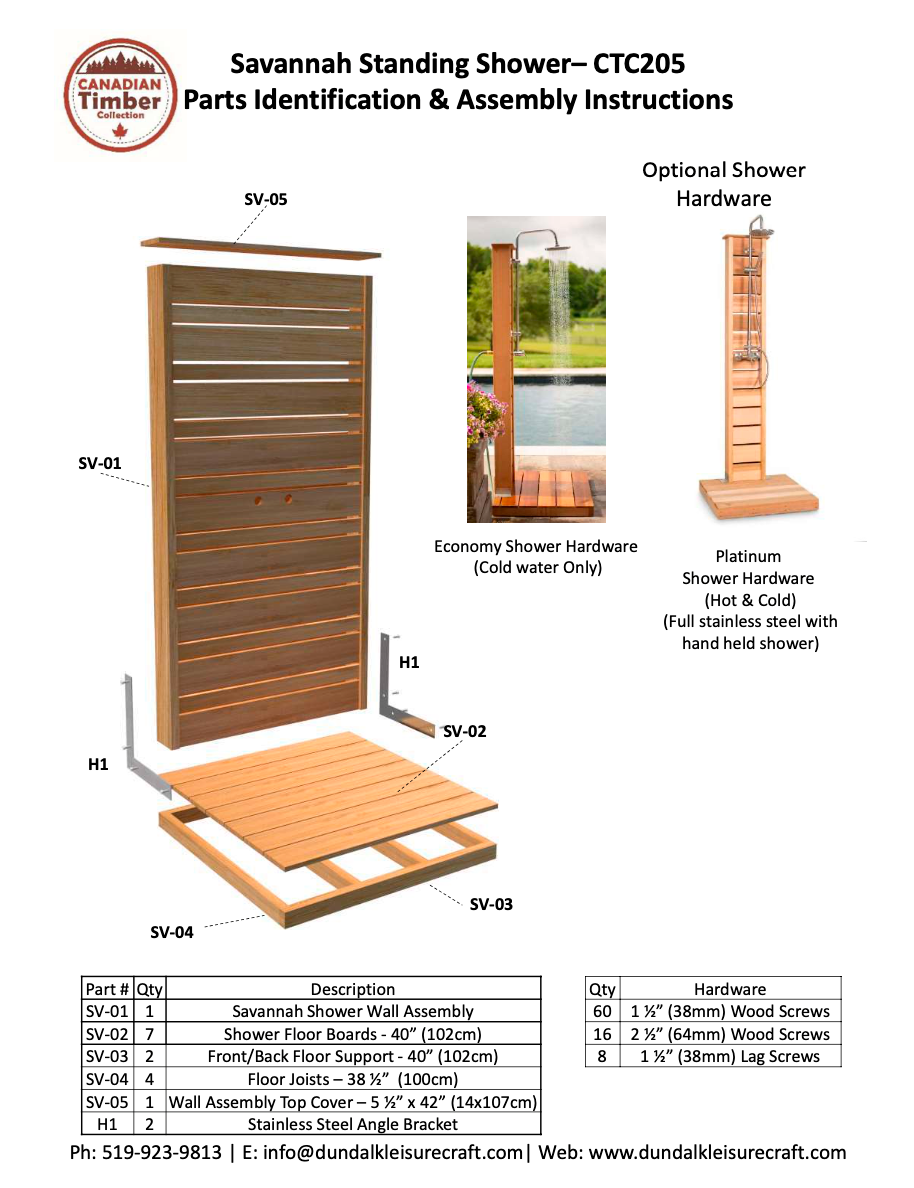 Dundalk Canadian Timber Savannah Standing Outdoor Shower  40" x 40" Platform