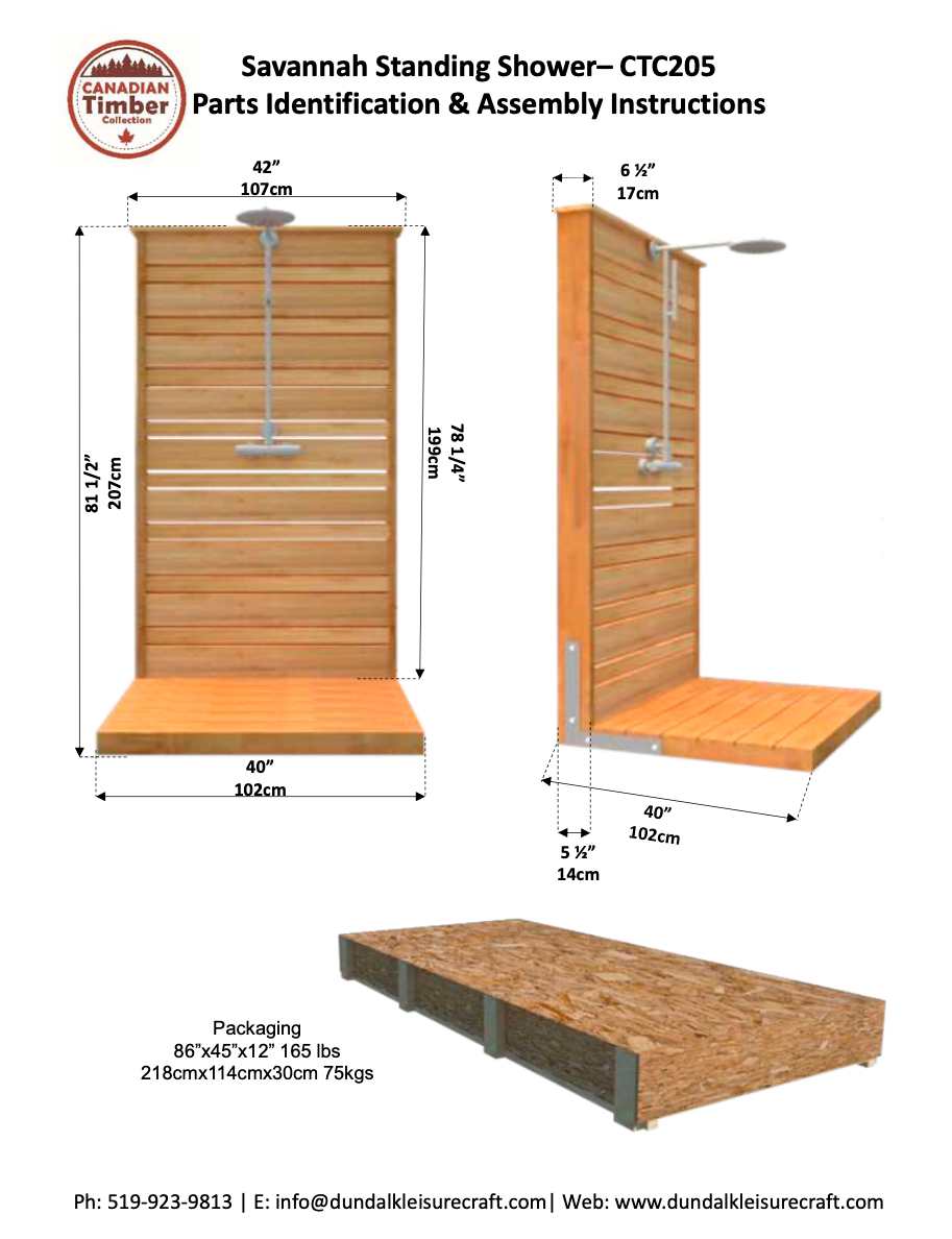 Dundalk Canadian Timber Savannah Standing Outdoor Shower  40" x 40" Platform