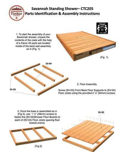 Dundalk Canadian Timber Savannah Standing Outdoor Shower  40" x 40" Platform