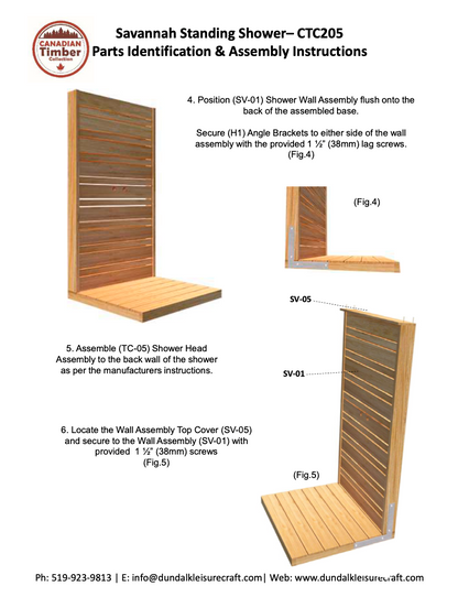 Dundalk Canadian Timber Savannah Standing Outdoor Shower  40" x 40" Platform