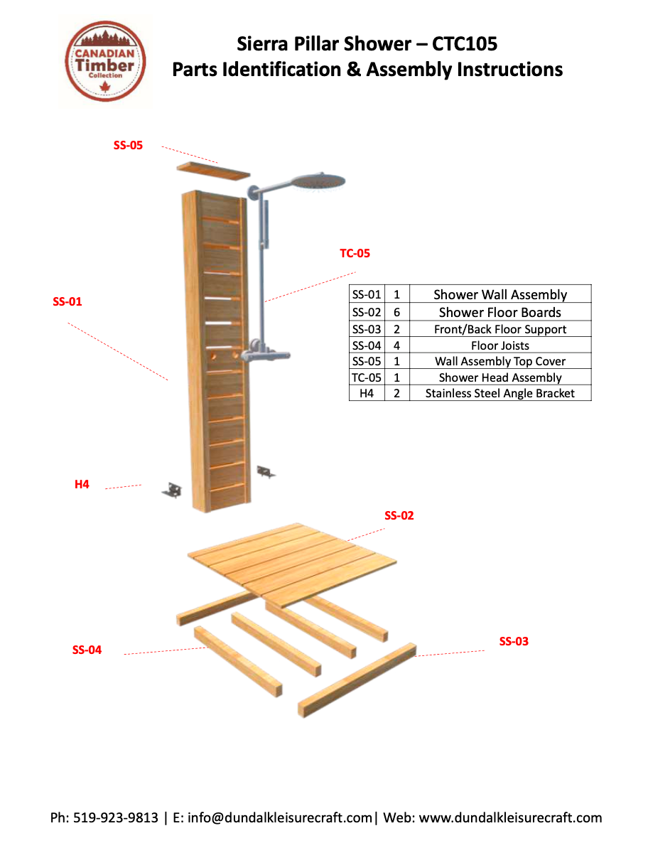 Dundalk Canadian Timber Sierra Pillar Outdoor Shower  31" x 31" Platform