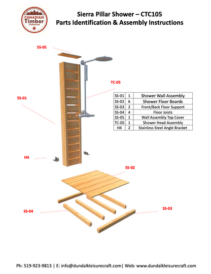 Dundalk Canadian Timber Sierra Pillar Outdoor Shower  31" x 31" Platform
