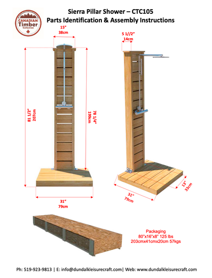 Dundalk Canadian Timber Sierra Pillar Outdoor Shower  31" x 31" Platform