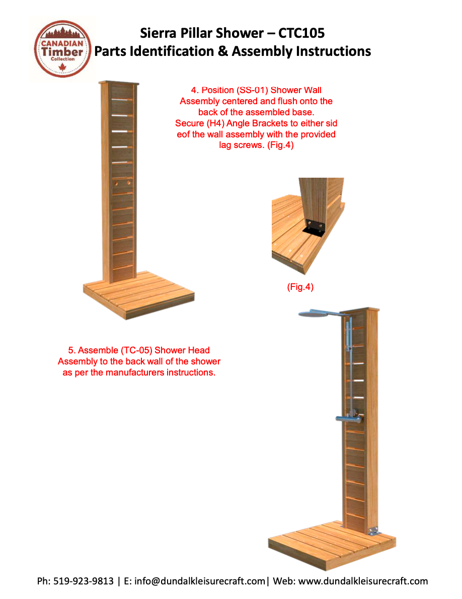 Dundalk Canadian Timber Sierra Pillar Outdoor Shower  31" x 31" Platform