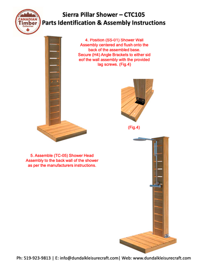 Dundalk Canadian Timber Sierra Pillar Outdoor Shower  31" x 31" Platform