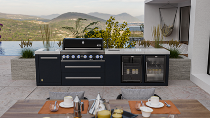 Mont Alpi 805 Black Stainless Steel Island with a Beverage Center and Fridge Cabinet MAi805-BSSBEVFC1 32''