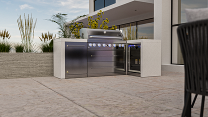 Mont Alpi 6-burner Deluxe Island with a 90-degree corner and a fridge cabinet MAi805-D90FC - 94''