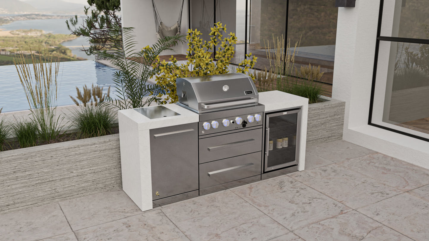 Mont Alpi 4-burner Deluxe Island with Fridge Cabinet MAI400-DFC 82''