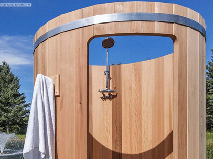 Rainbow Barrel Outdoor Shower - Clear Red Cedar