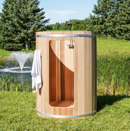 Rainbow Barrel Outdoor Shower - Clear Red Cedar