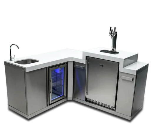Mont Alpi Beverage Center with 90 Degree Corner and Kegerator - MA-BEV90KEG
