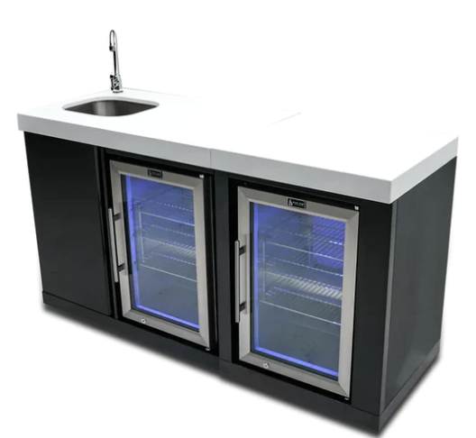 Mont Alpi Black Stainless Steel Beverage Center and Fridge Cabinet - MA-BEVBSSFC