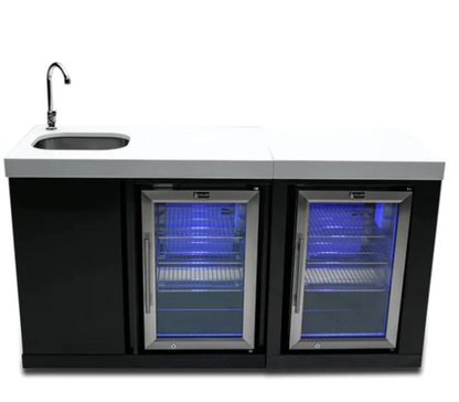 Mont Alpi Black Stainless Steel Beverage Center and Fridge Cabinet - MA-BEVBSSFC