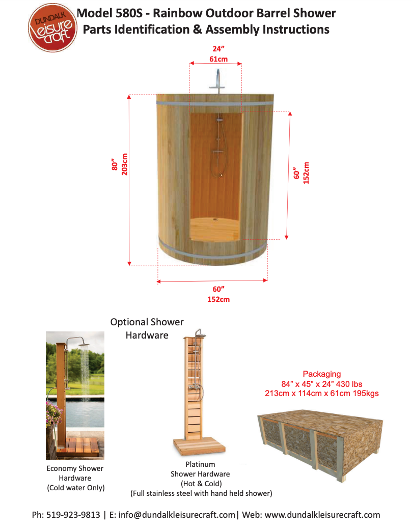 Rainbow Barrel Outdoor Shower - Knotty Red Cedar