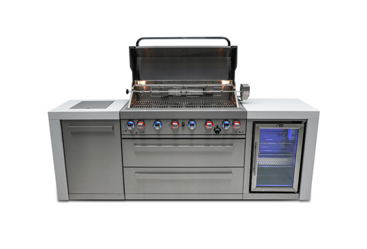 Mont Alpi 6-burner Deluxe Island with Fridge Cabinet MAI805-DFC - 94''