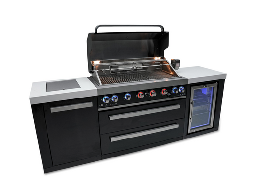 Mont Alpi 805 Black Stainless Steel Island with a Fridge Cabinet MAi805-BSSFC 94''