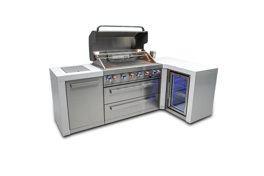 Mont Alpi 6-burner Deluxe Island with a 90-degree corner and a fridge cabinet MAi805-D90FC - 94''