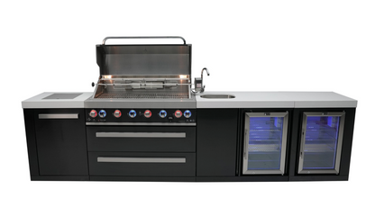 Mont Alpi 805 Black Stainless Steel Island with a Beverage Center and Fridge Cabinet MAi805-BSSBEVFC1 32''