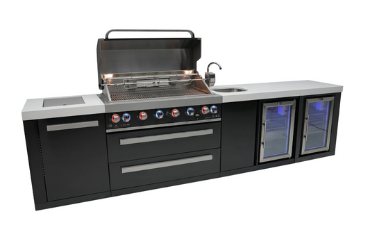 Mont Alpi 805 Black Stainless Steel Island with a Beverage Center and Fridge Cabinet MAi805-BSSBEVFC1 32''