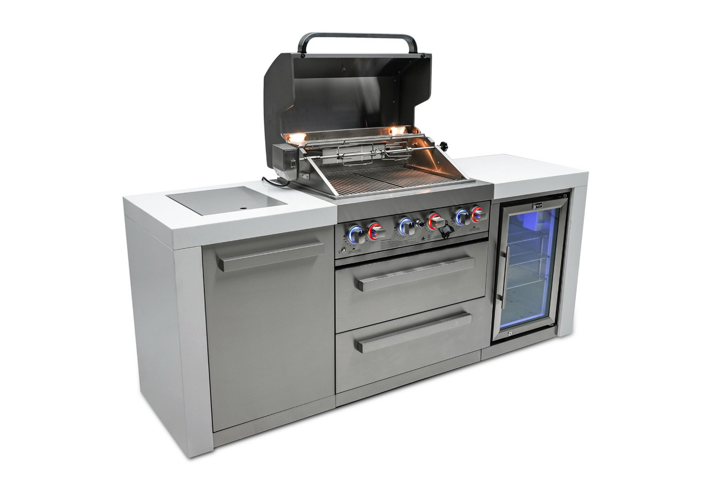 Mont Alpi 4-burner Deluxe Island with Fridge Cabinet MAI400-DFC 82''