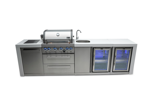 Mont Alpi 4-burner Deluxe Island with a Beverage Center And Fridge Cabinet MAi400-DBEVFC - 120''