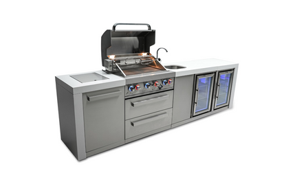 Mont Alpi 4-burner Deluxe Island with a Beverage Center And Fridge Cabinet MAi400-DBEVFC - 120''