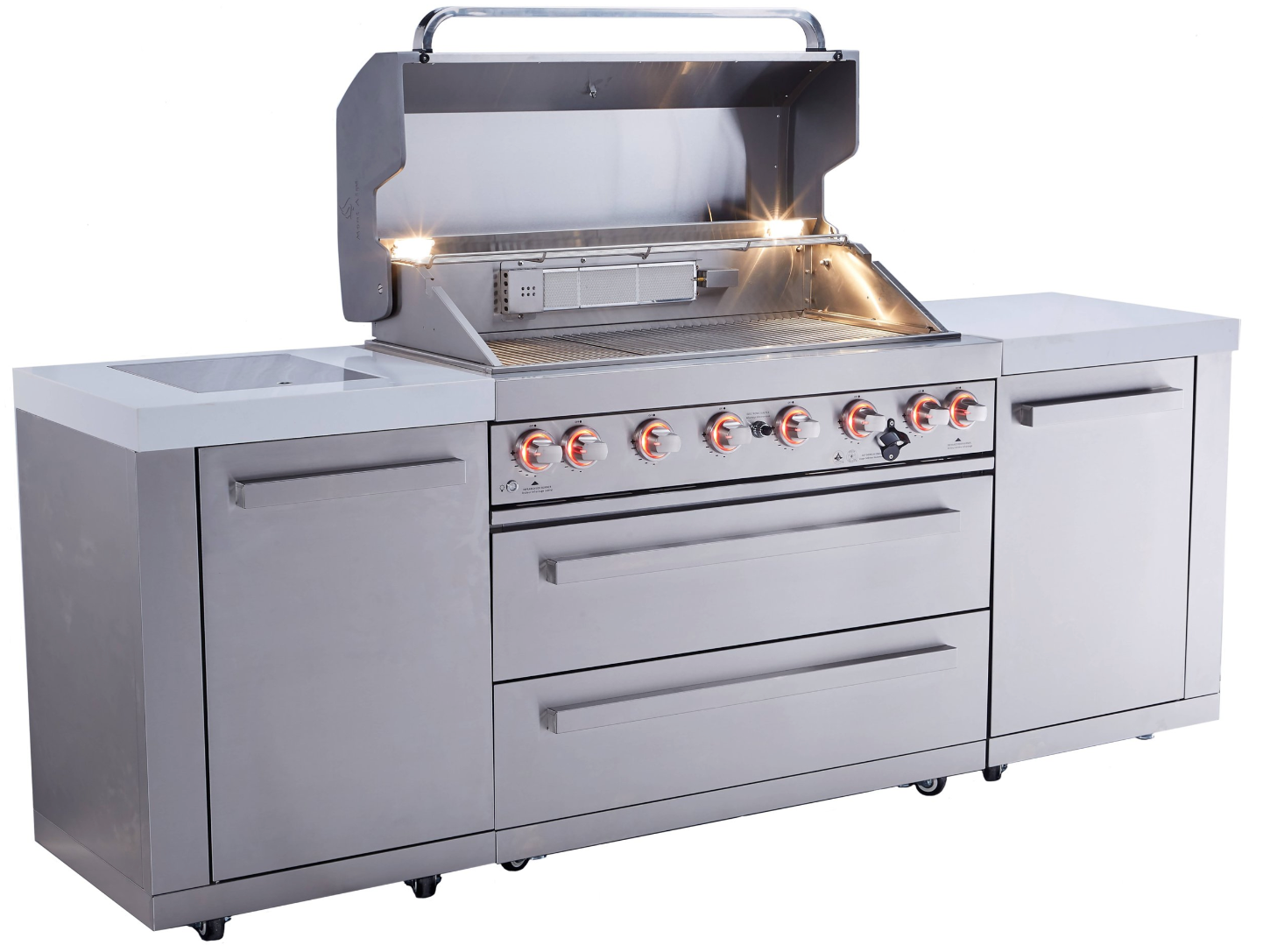Mont Alpi 805 BBQ Grill Island features a 6-burner gas MAi805 94''