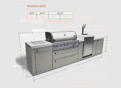 Mont Alpi 805 BBQ Grill Island with Kegerator - MAi805-KEG 142''