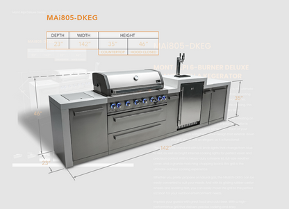 Mont Alpi 805 Deluxe Island with a Kegerator - MAi805-DKEG - 142''