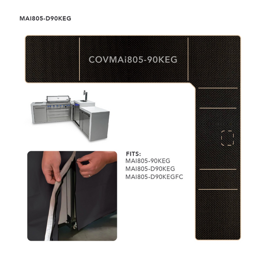 COVER FOR 6-BURNER ISLAND WITH A 90-DEGREE CORNER AND KEGERATOR - COVMAi805-90KEG