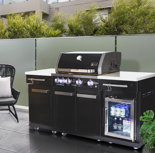 Mont Alpi 957 Propane Island W/ Compact Refrigerator, Infrared Rear Burner & Rotisserie Kit - MA-957FC